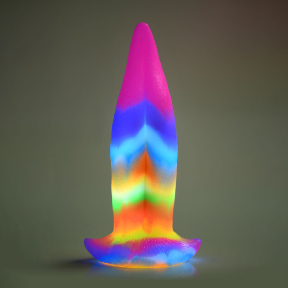 Creature - cocks unicorn kiss silicone dildo - Product front view, in dark  | Flirtybay-adult-store-australia
